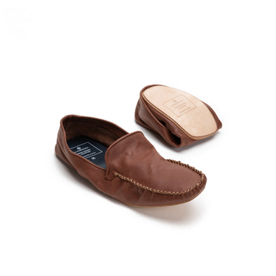 Rodrigo Leather Brown | Slippers UK | La Portegna UK | Handmade Leather Goods | Vegetable Tanned Leather