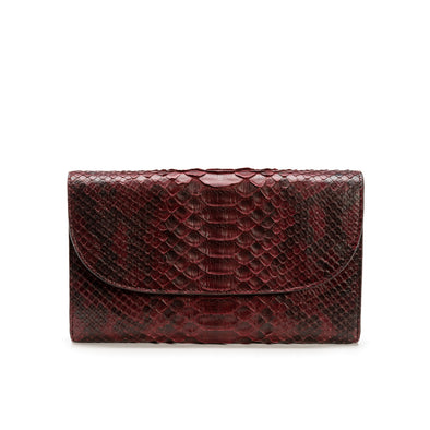 Lucia Python Burgundy Chain | wallet UK | La Portegna UK | Handmade Leather Goods | Vegetable Tanned Leather