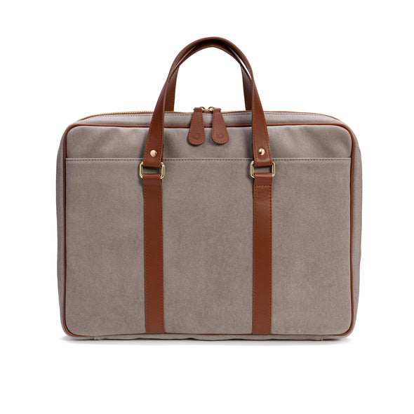 Carter Cement Canvas | Briefcases UK | La Portegna UK | Handmade Leather Goods | Vegetable Tanned Leather